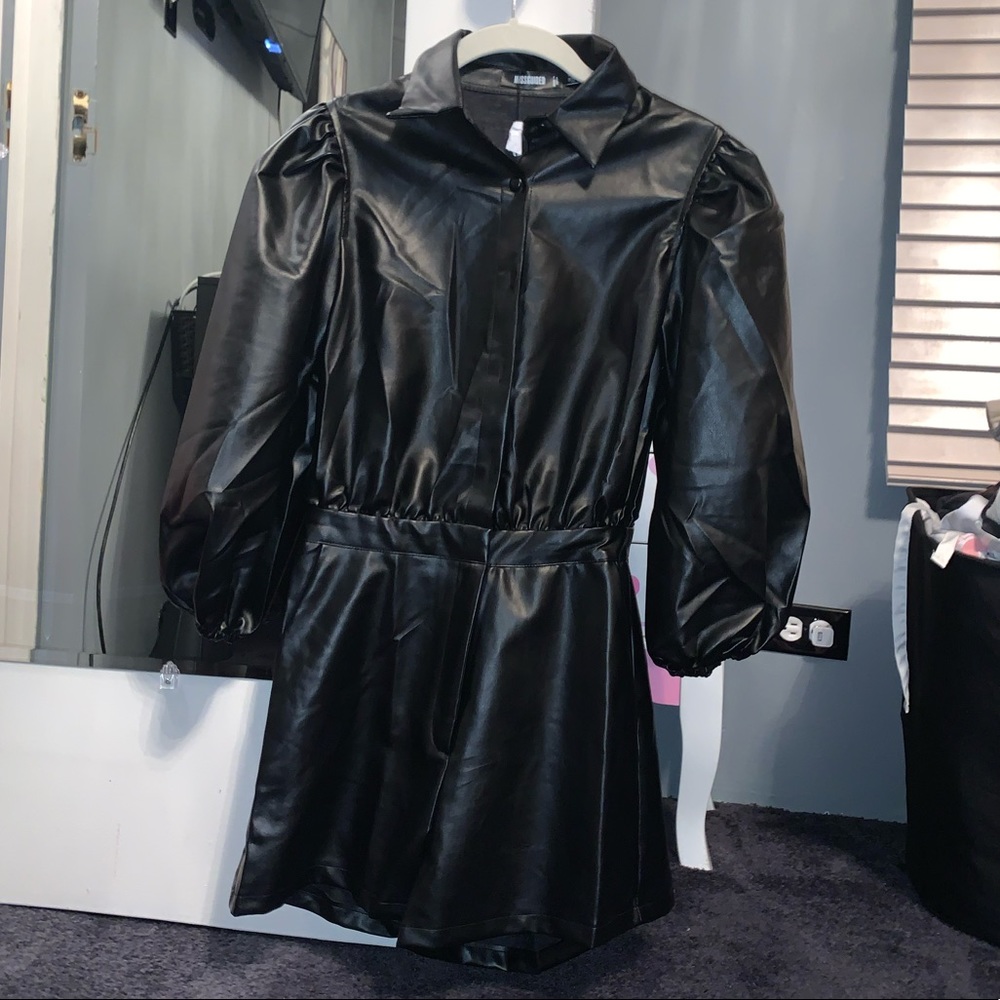 FAUX LEATHER BLACK ROMPER